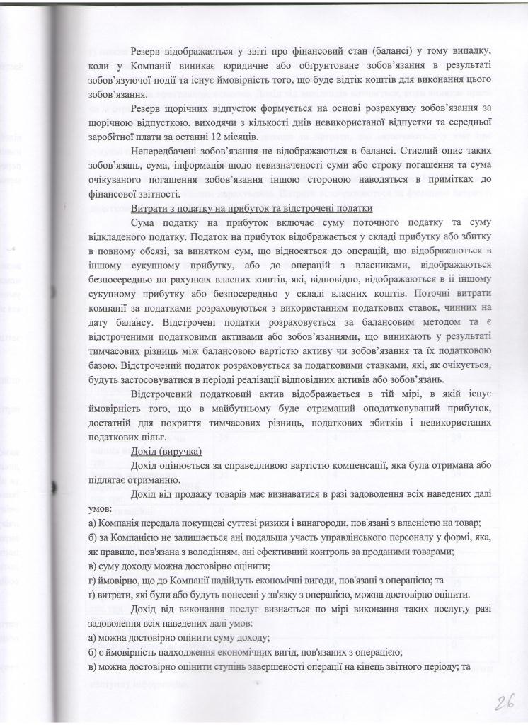 Примітки до фінансової звітності ООО Фінансова компанія Корнер