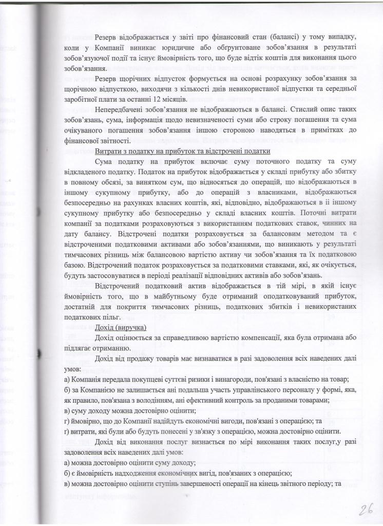 Примітки до фінансової звітності ООО Фінансова компанія Корнер