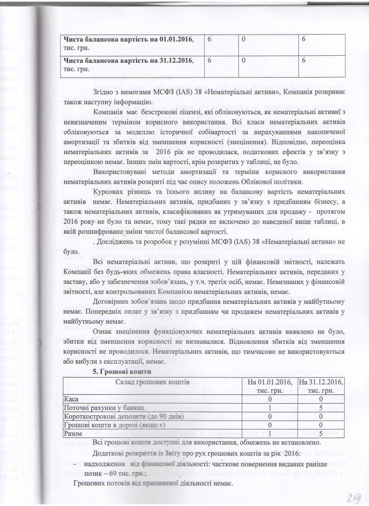 Примітки до фінансової звітності ООО Фінансова компанія Корнер